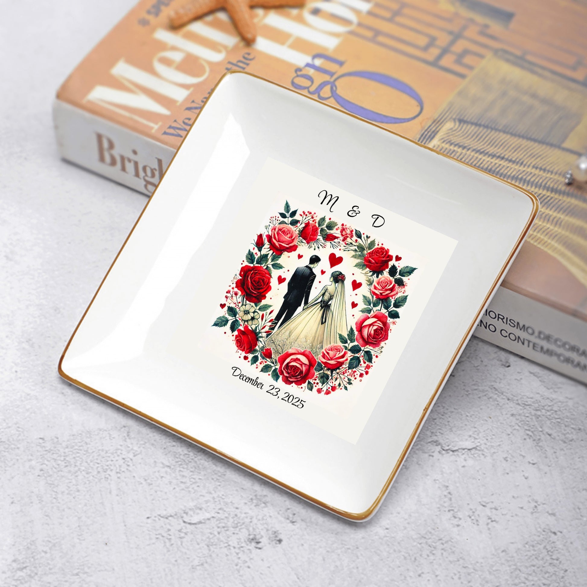 Ceramic Square Plates Weddings Day Appetizers Personalized Dinner Decor Romantic Custom Plates Table Setting Gift