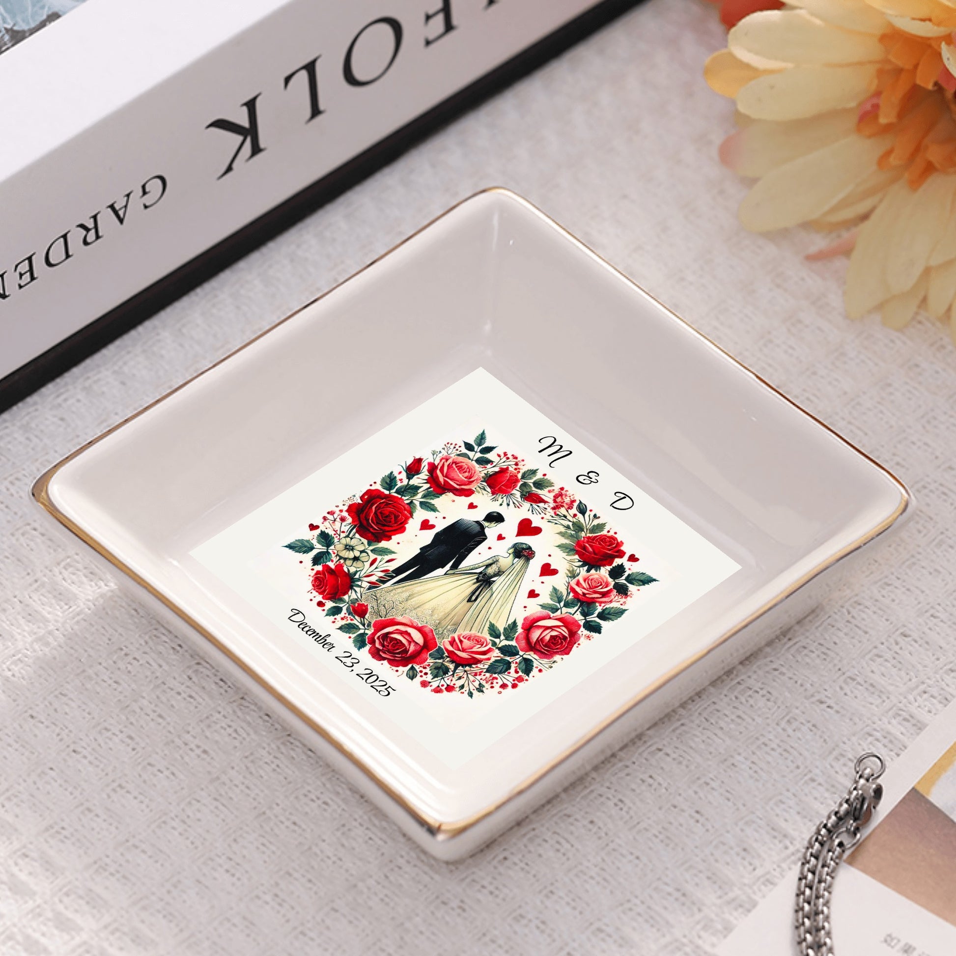 Ceramic Square Plates Weddings Day Appetizers Personalized Dinner Decor Romantic Custom Plates Table Setting Gift