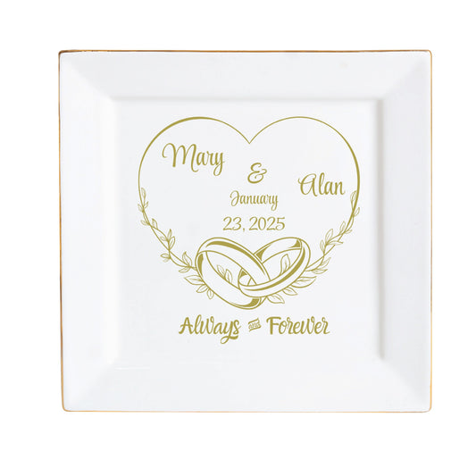 Ceramic Square Plates Weddings Day Appetizers Personalized Dinner Decor Romantic Custom Plates Table Setting Gift - 1