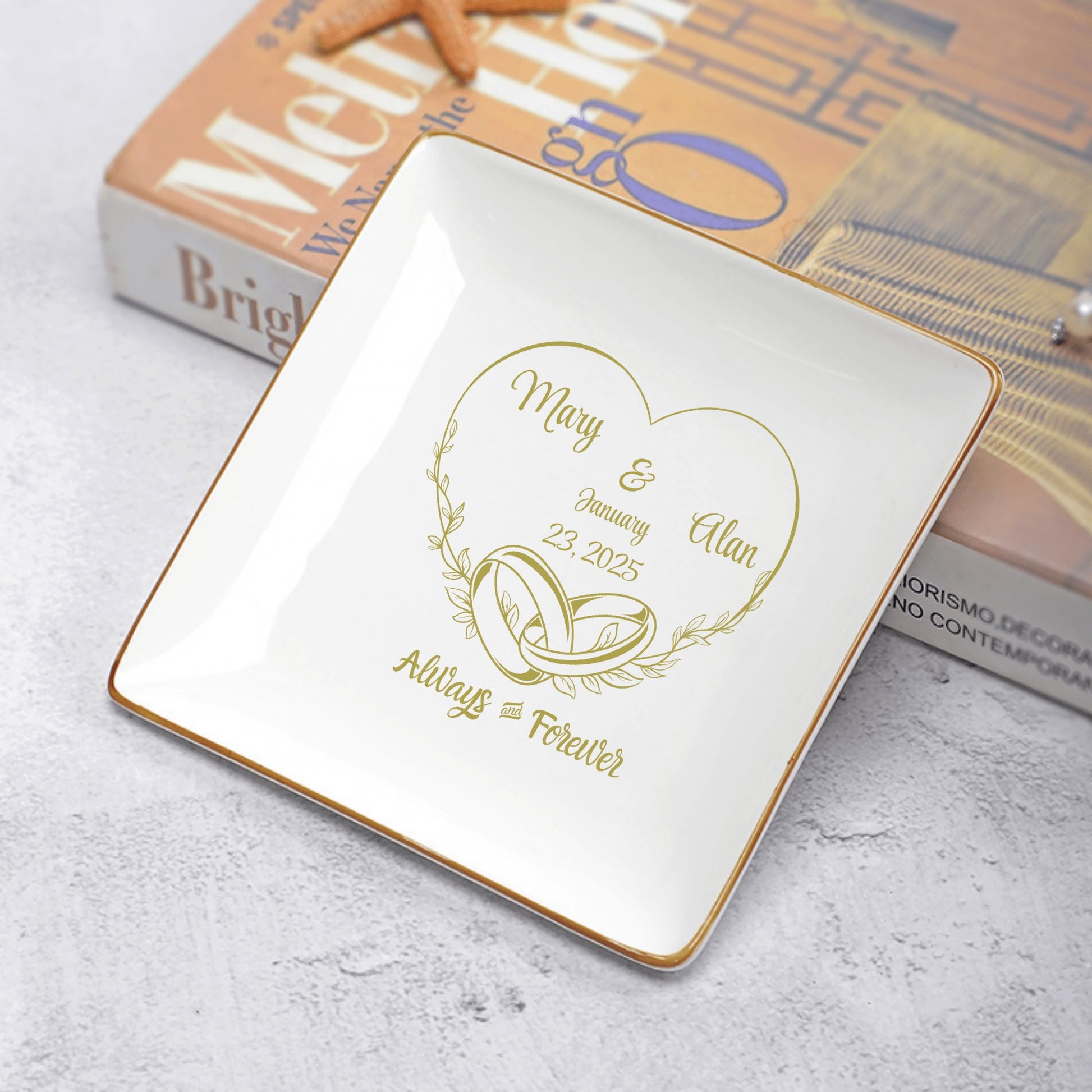 Ceramic Square Plates Weddings Day Appetizers Personalized Dinner Decor Romantic Custom Plates Table Setting Gift