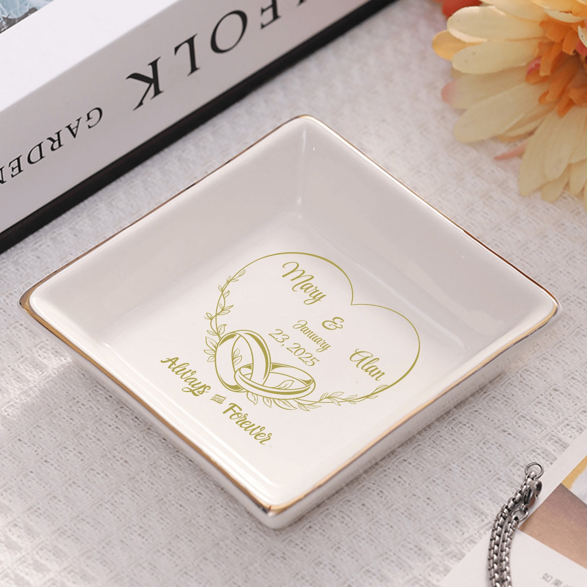 Ceramic Square Plates Weddings Day Appetizers Personalized Dinner Decor Romantic Custom Plates Table Setting Gift