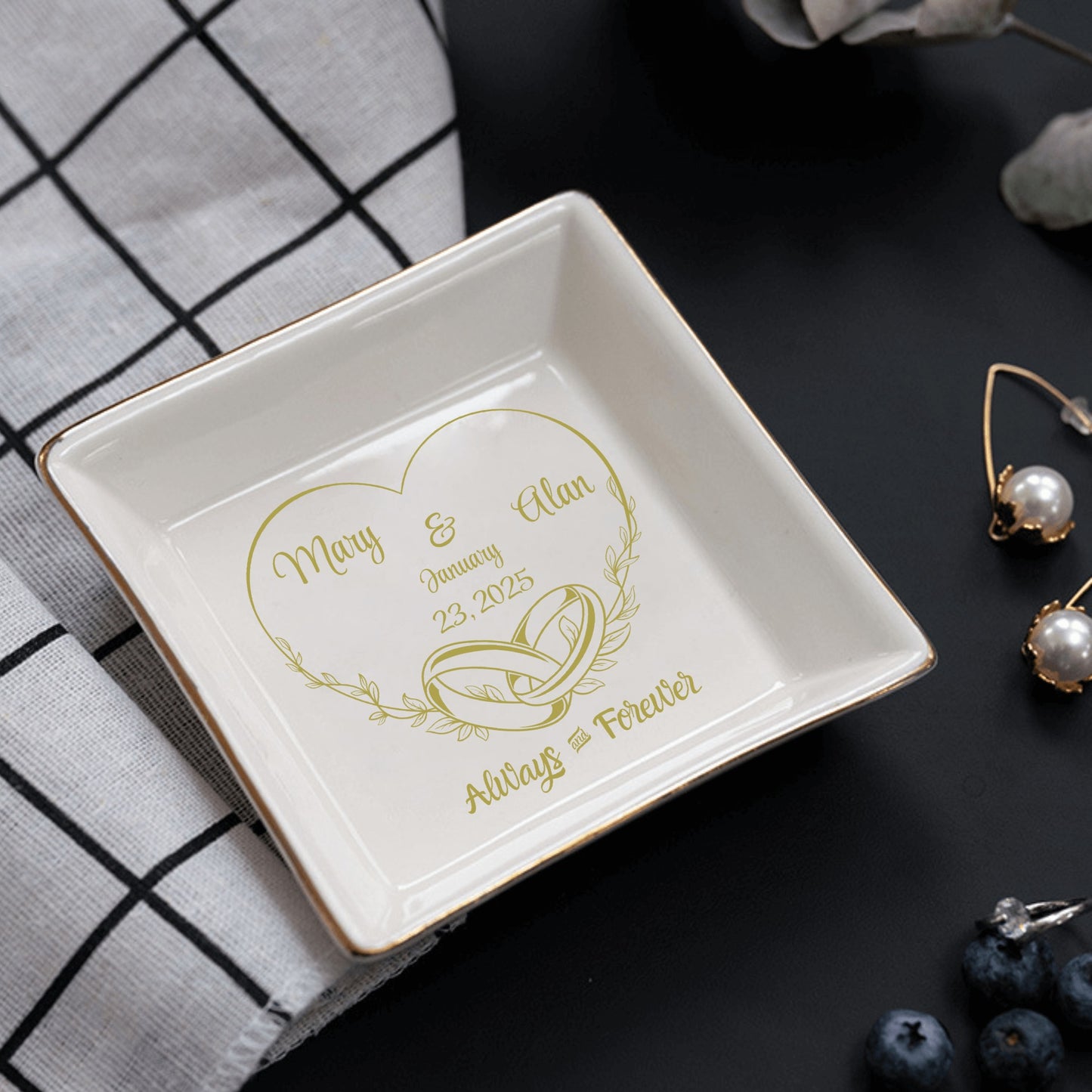 Ceramic Square Plates Weddings Day Appetizers Personalized Dinner Decor Romantic Custom Plates Table Setting Gift