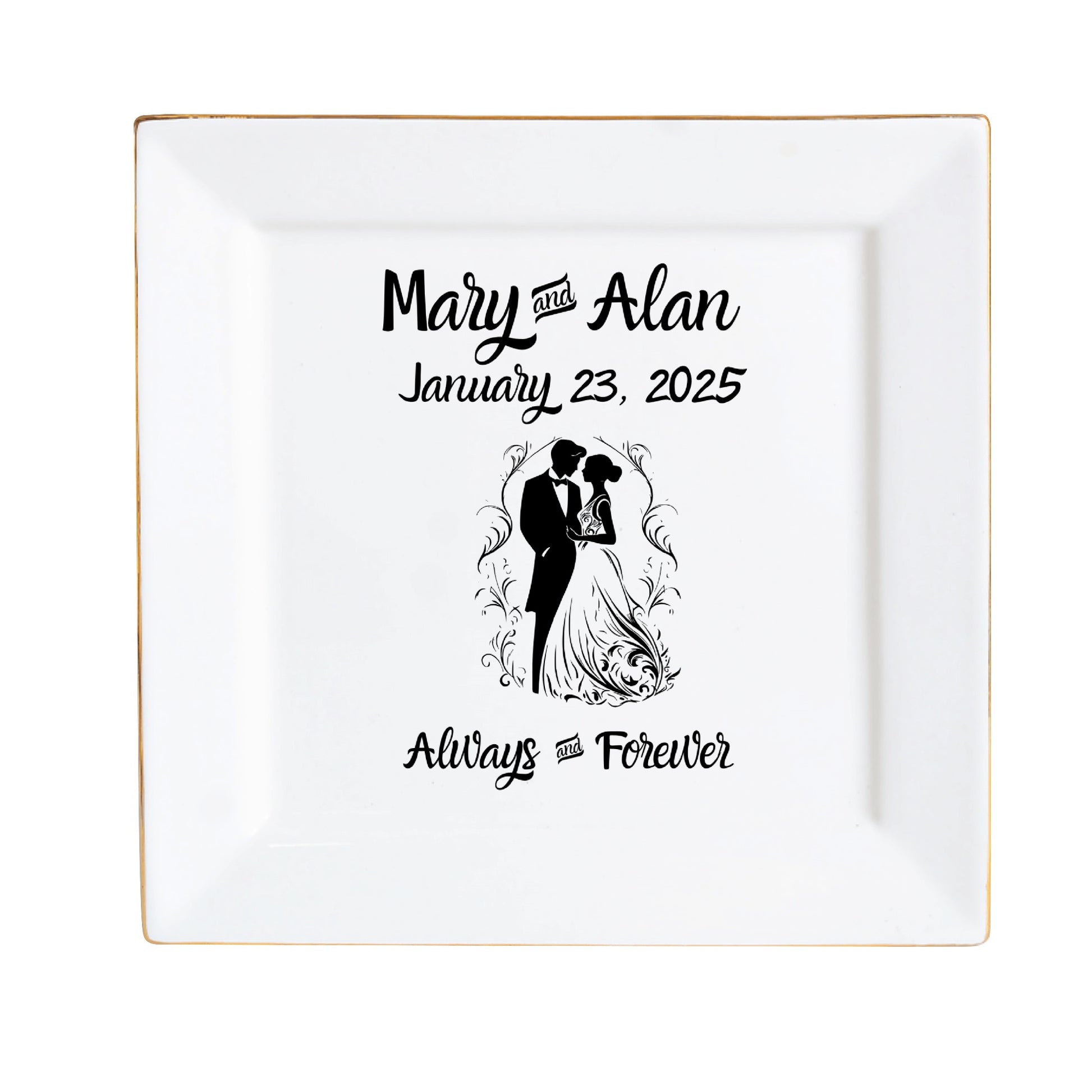 Ceramic Square Plates Weddings Day Appetizers Personalized Dinner Decor Romantic Custom Plates Table Setting Gift - 1