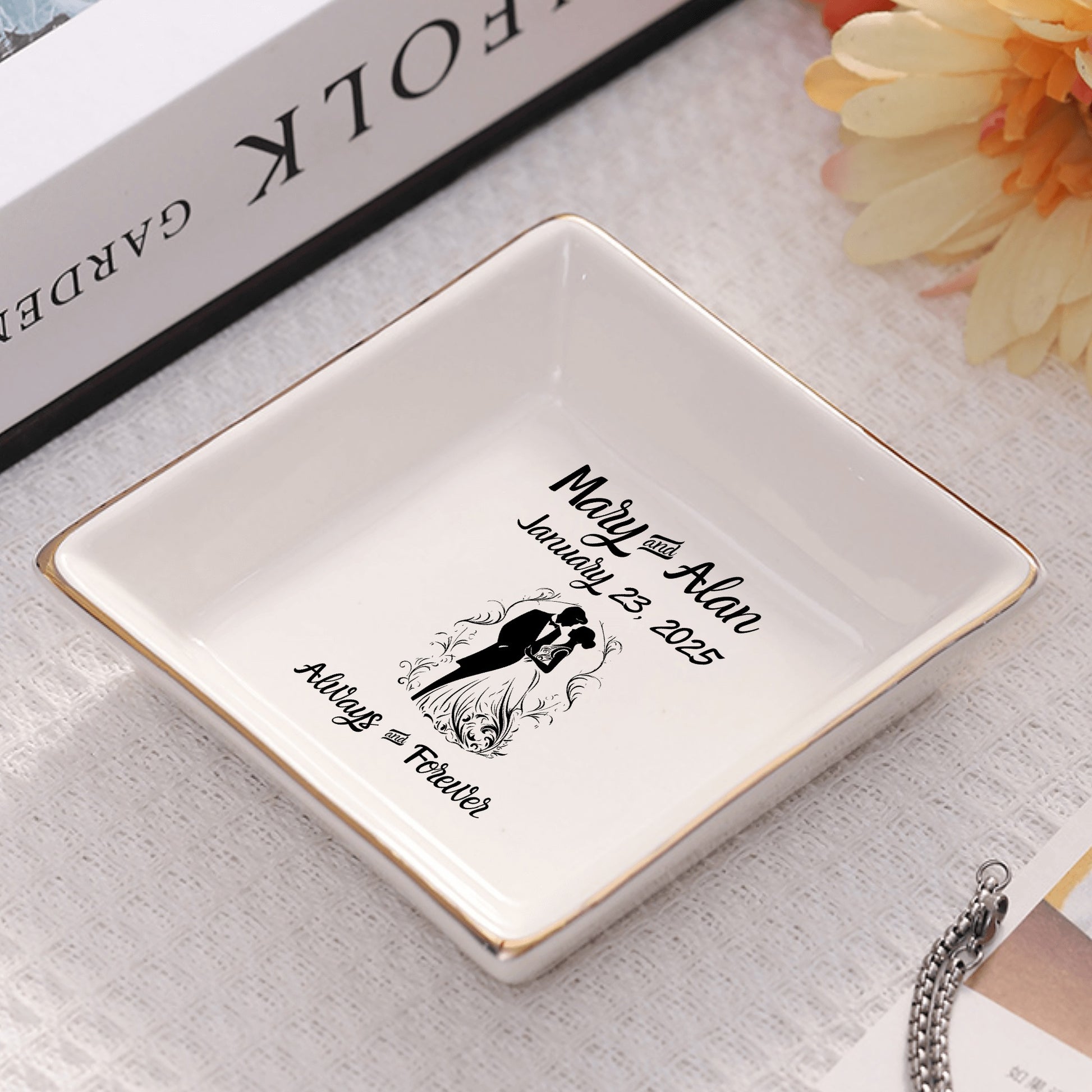 Ceramic Square Plates Weddings Day Appetizers Personalized Dinner Decor Romantic Custom Plates Table Setting Gift