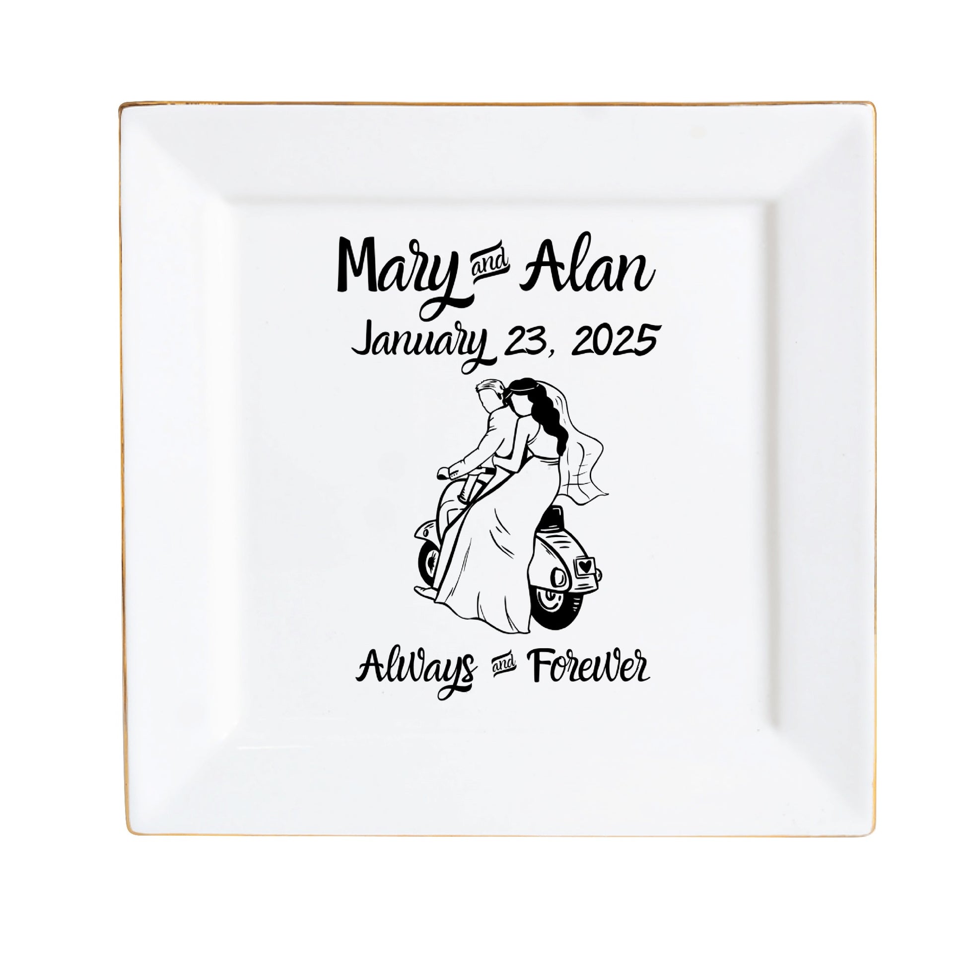 Ceramic Square Plates Weddings Day Appetizers Personalized Dinner Decor Romantic Custom Plates Table Setting Gift - 1