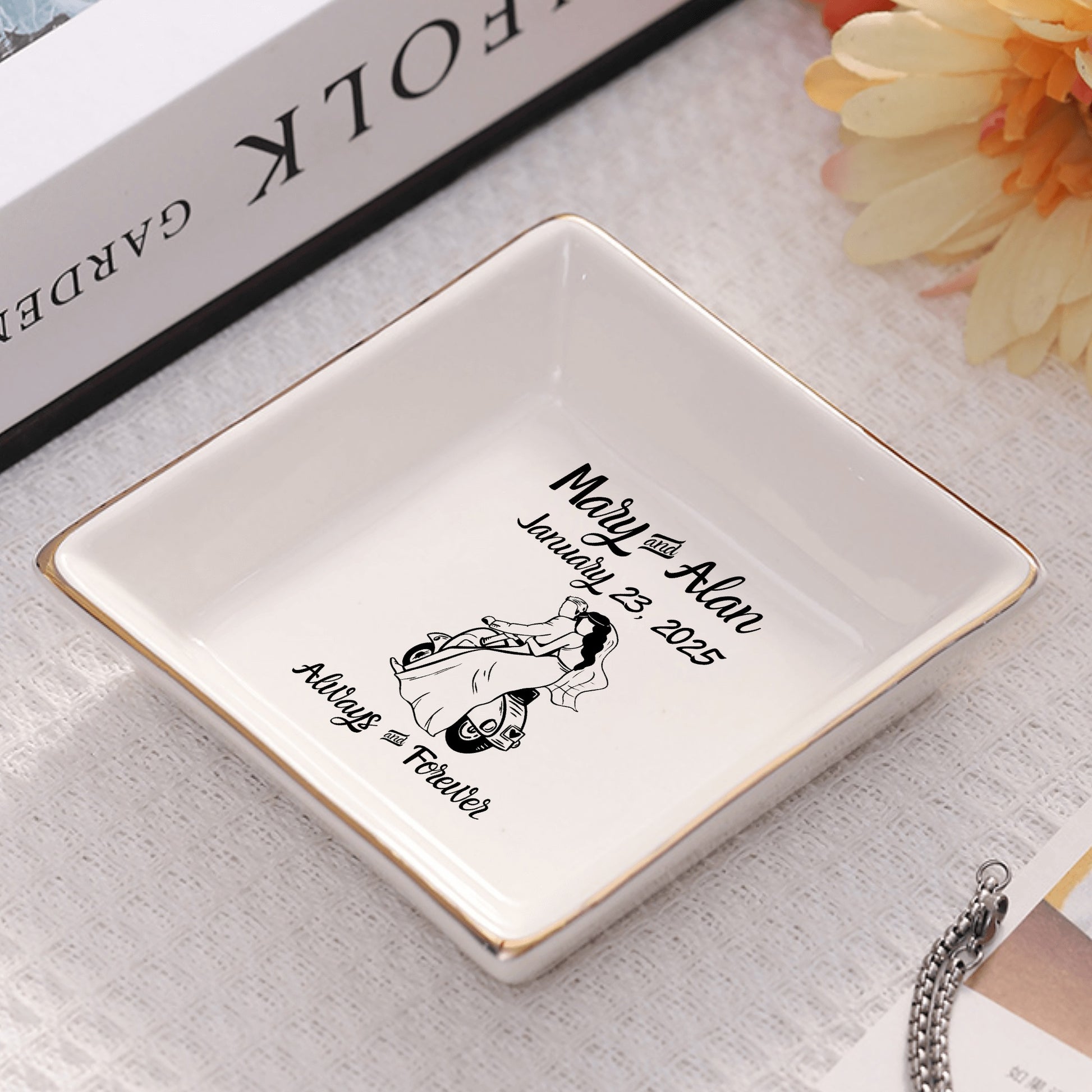 Ceramic Square Plates Weddings Day Appetizers Personalized Dinner Decor Romantic Custom Plates Table Setting Gift