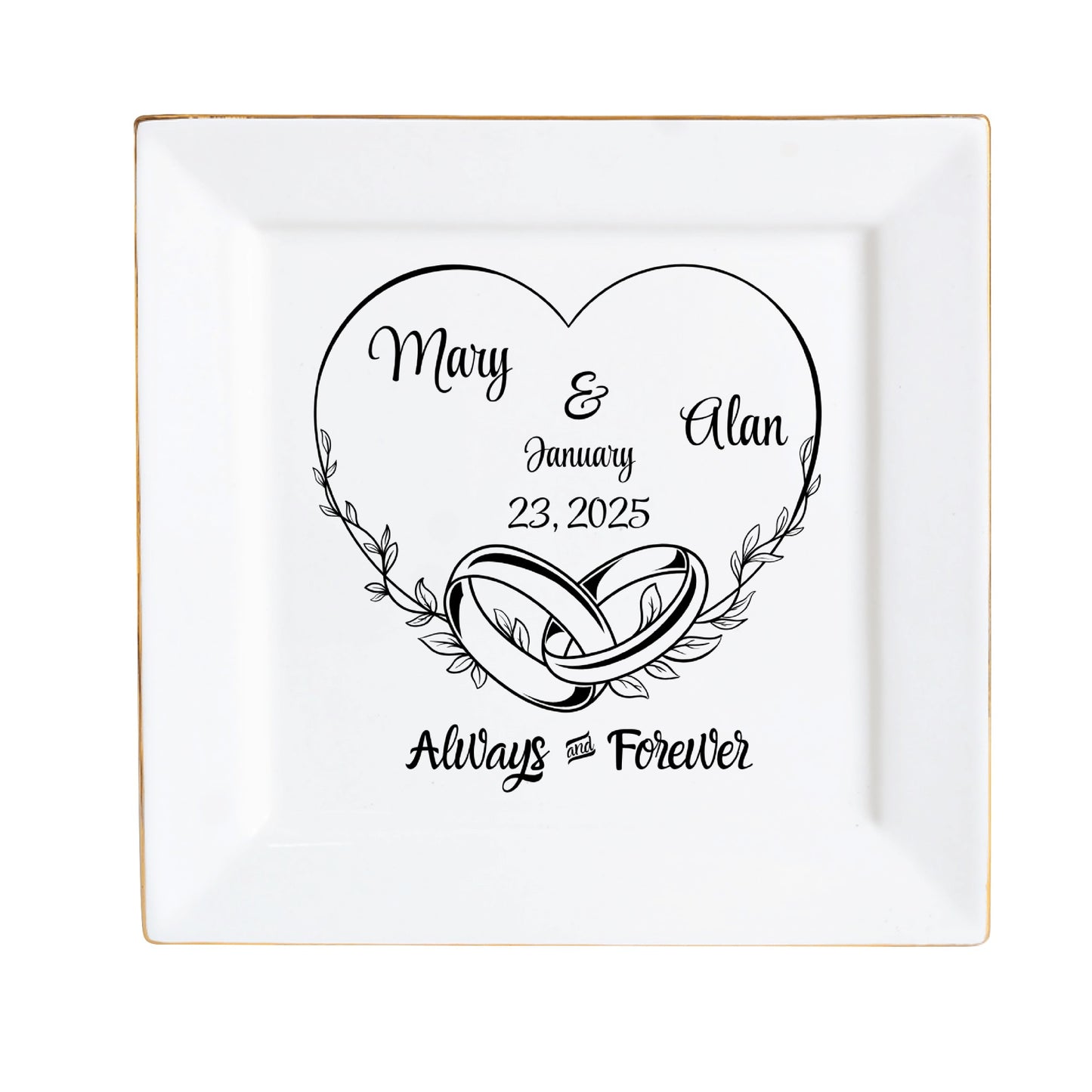 Ceramic Square Plates Weddings Day Appetizers Personalized Dinner Decor Romantic Custom Plates Table Setting Gift - 1