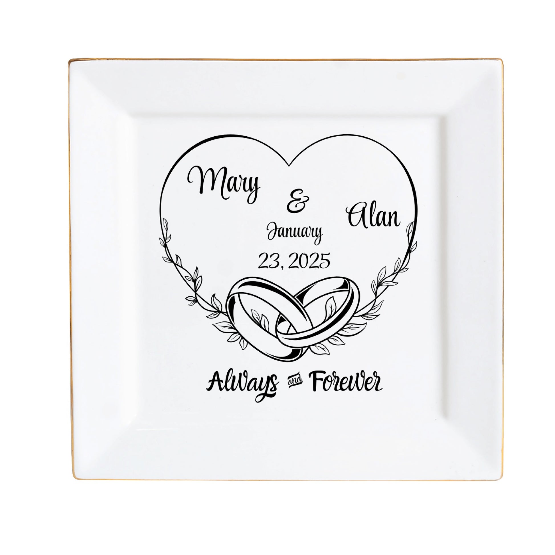 Ceramic Square Plates Weddings Day Appetizers Personalized Dinner Decor Romantic Custom Plates Table Setting Gift - 1