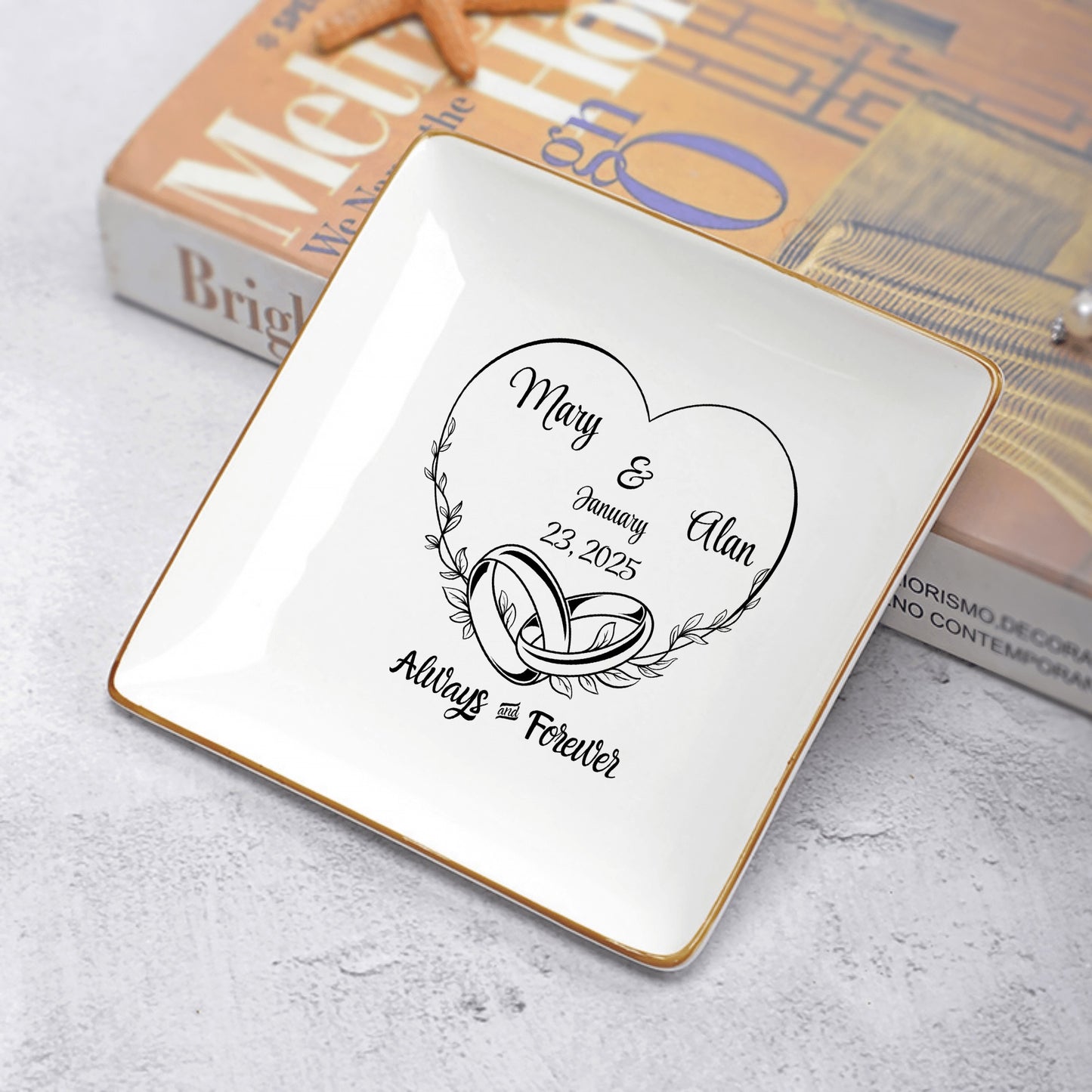 Ceramic Square Plates Weddings Day Appetizers Personalized Dinner Decor Romantic Custom Plates Table Setting Gift