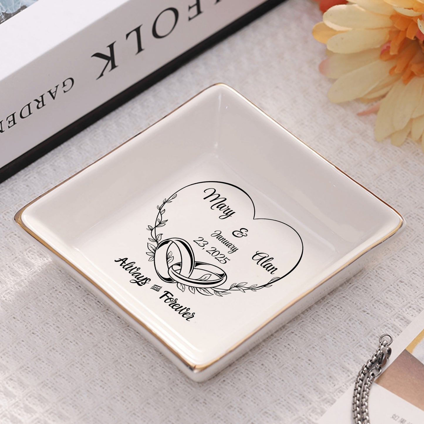 Ceramic Square Plates Weddings Day Appetizers Personalized Dinner Decor Romantic Custom Plates Table Setting Gift