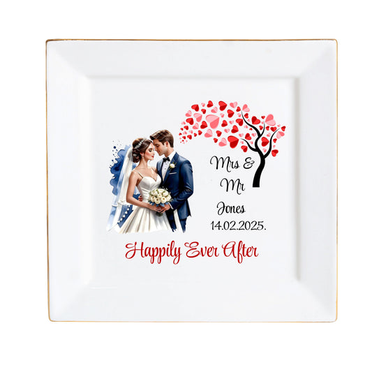 Ceramic Square Plates Weddings Day Appetizers Personalized Dinner Decor Romantic Custom Plates Table Setting Gift - 1