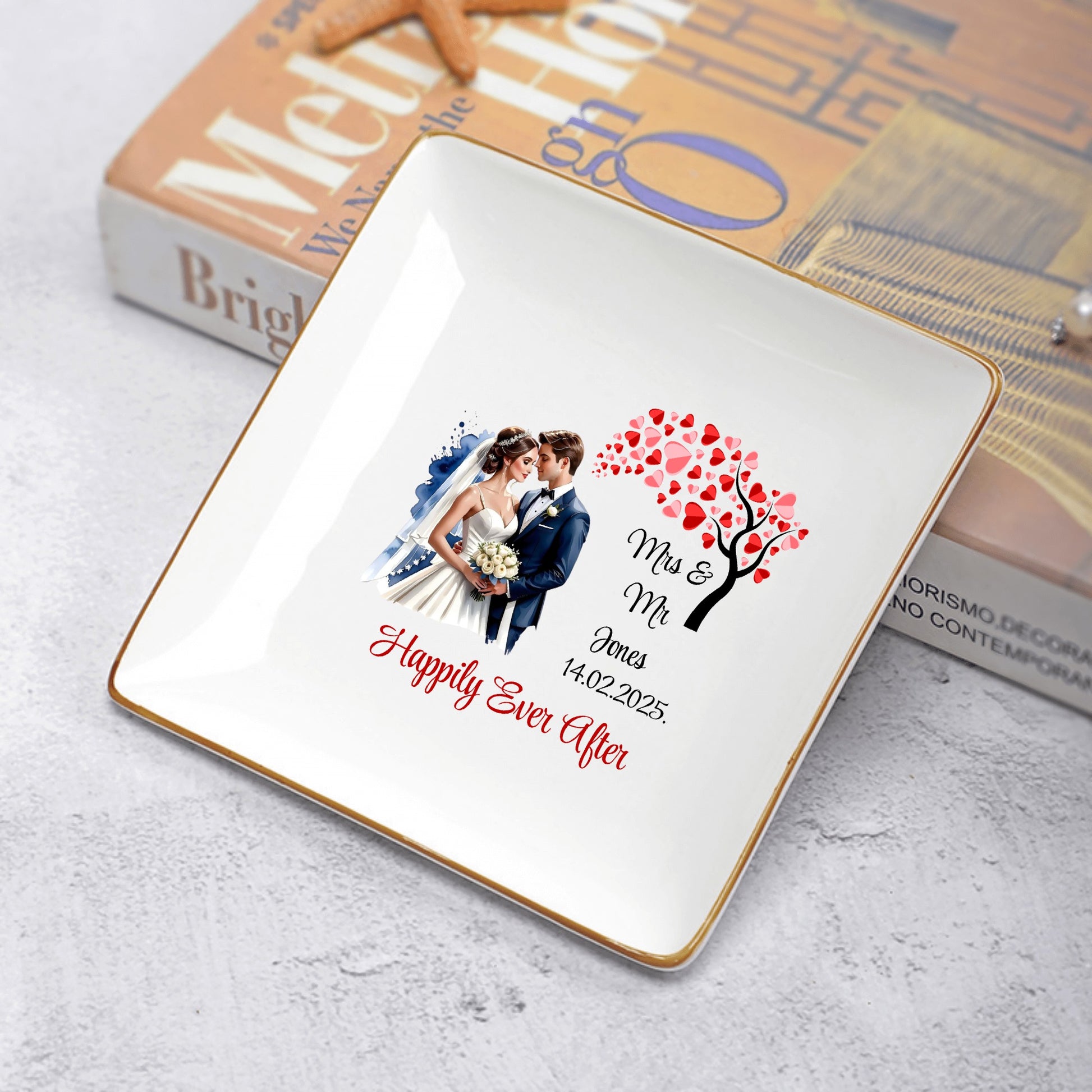 Ceramic Square Plates Weddings Day Appetizers Personalized Dinner Decor Romantic Custom Plates Table Setting Gift