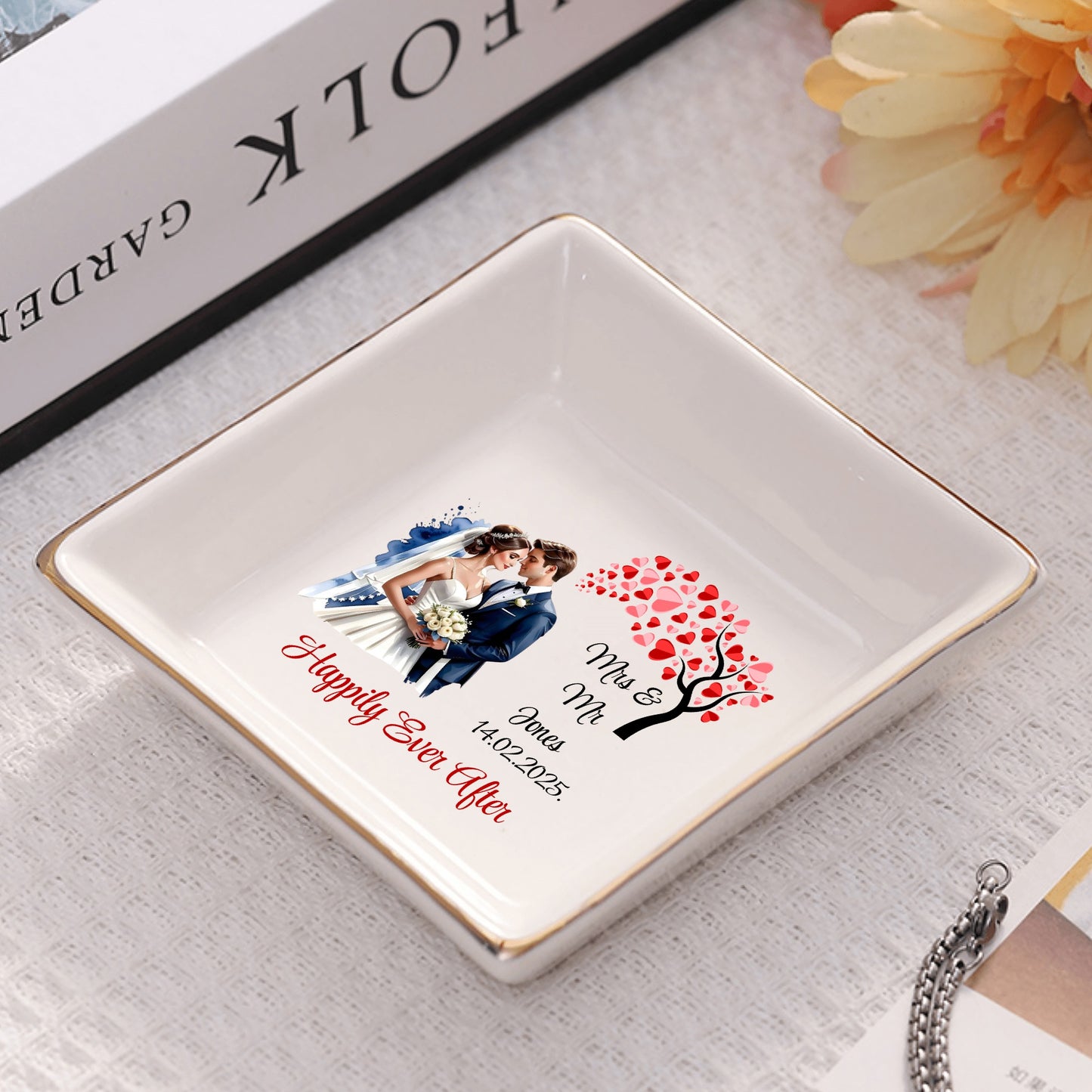 Ceramic Square Plates Weddings Day Appetizers Personalized Dinner Decor Romantic Custom Plates Table Setting Gift