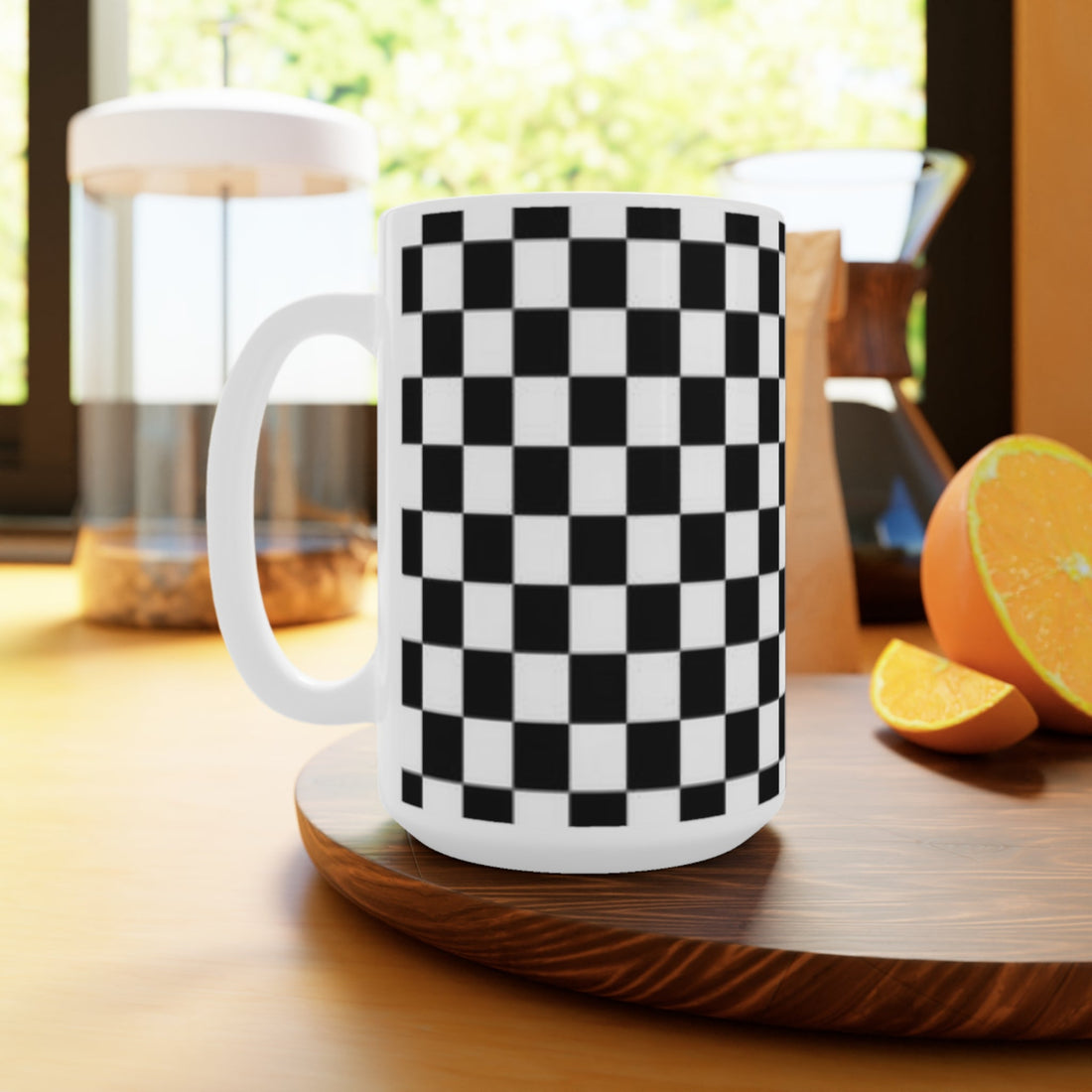 White Ceramic Mug, 11oz and 15oz Black and White