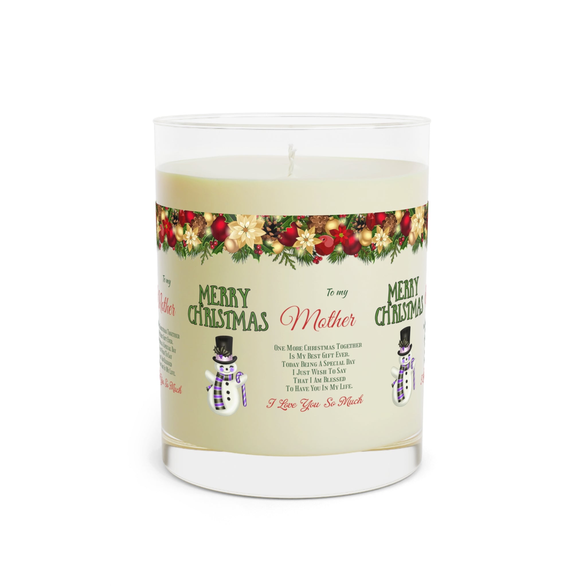 Scented Candle - Full Glass, 11oz Merry Christmas to my Mother