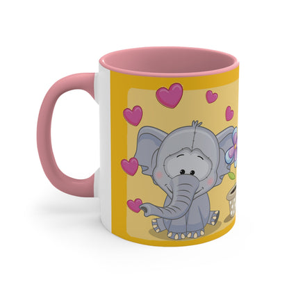 Accent Coffee Mug Elephant with Hearts