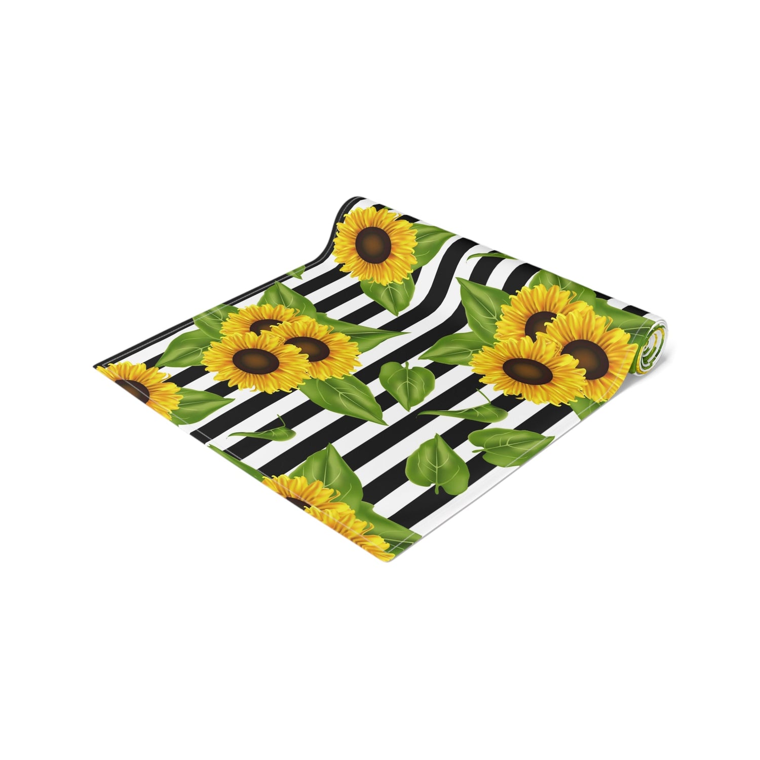 Table Runner (Cotton, Poly) Sunflowers on black and white