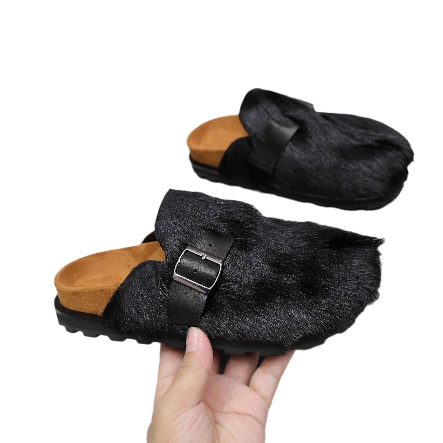 Autumn and winter women's non slip rubber sole fashionable Baotou Boken commuting half trailer women's shoes