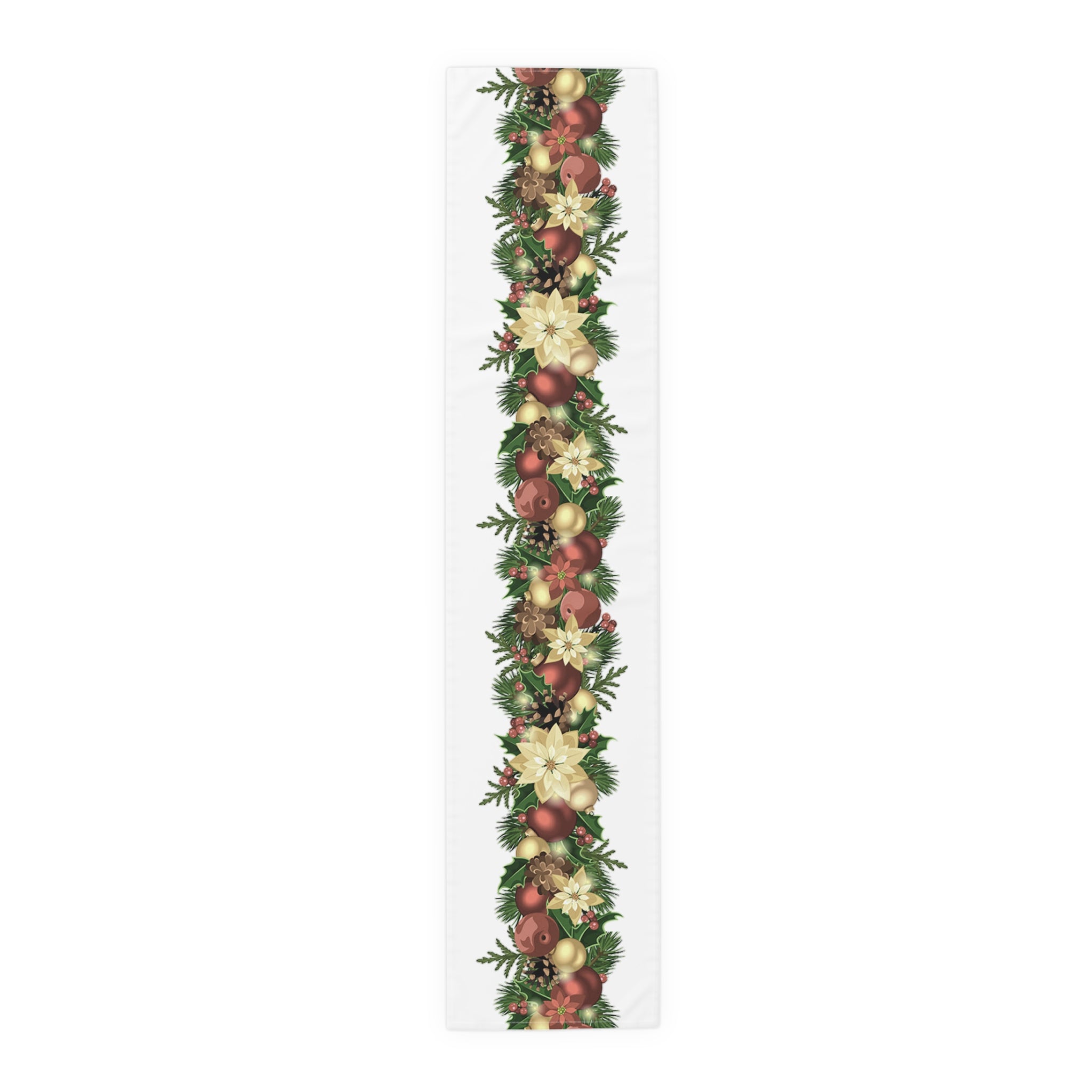 Table Runner (Cotton, Poly) Poinsettia Christmas