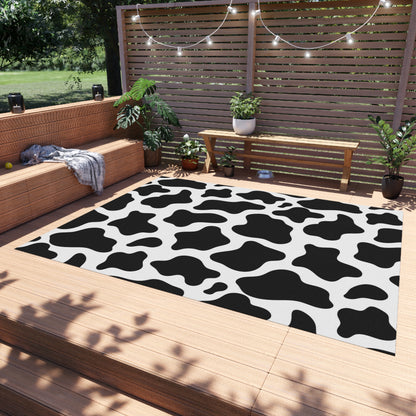 Outdoor and Area Rug Cow print,black and white