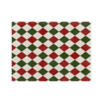 Velveteen Minky Blanket Christmas pattern red green