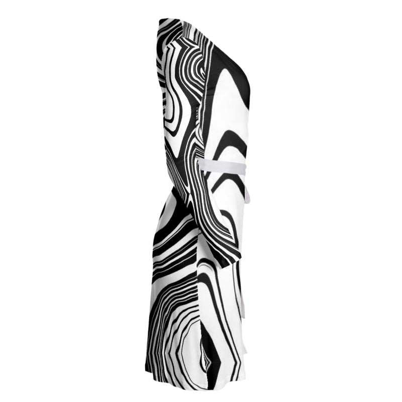 Wrap Dress black white abstract