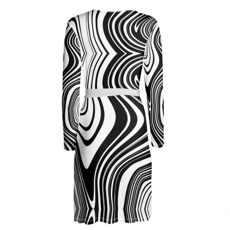 Wrap Dress black white abstract