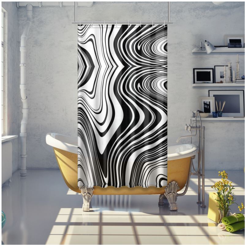 Shower Curtain black white abstract