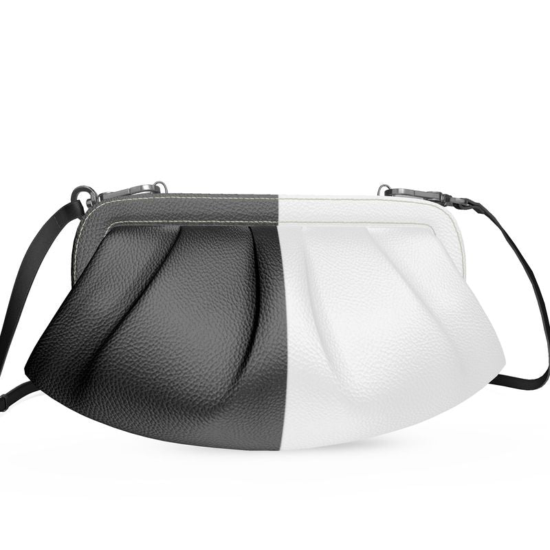 Pleated Soft Frame Bag black white