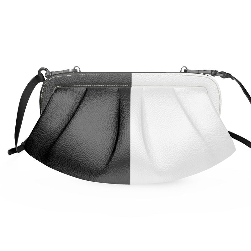 Pleated Soft Frame Bag black white