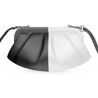 Pleated Soft Frame Bag black white