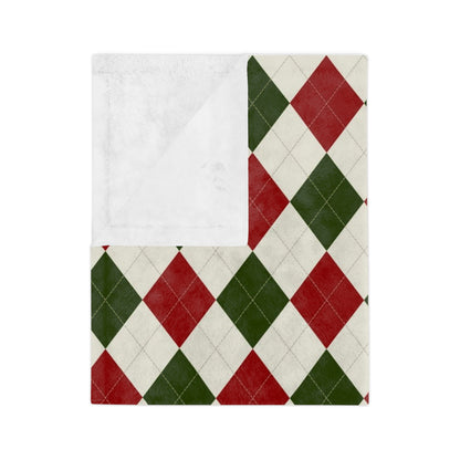 Velveteen Minky Blanket Christmas pattern red green