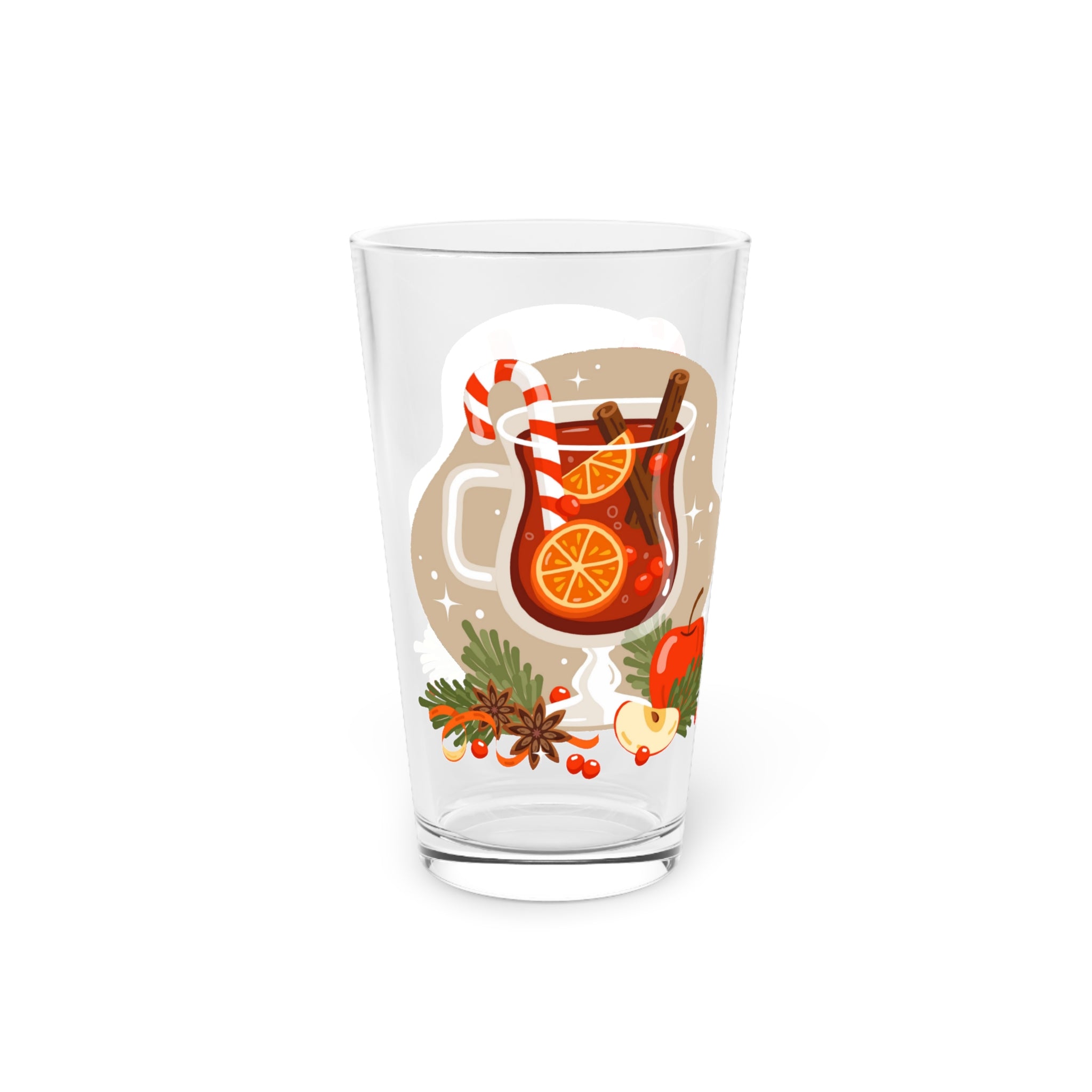 Pint Glass, 16oz Christmas beverage