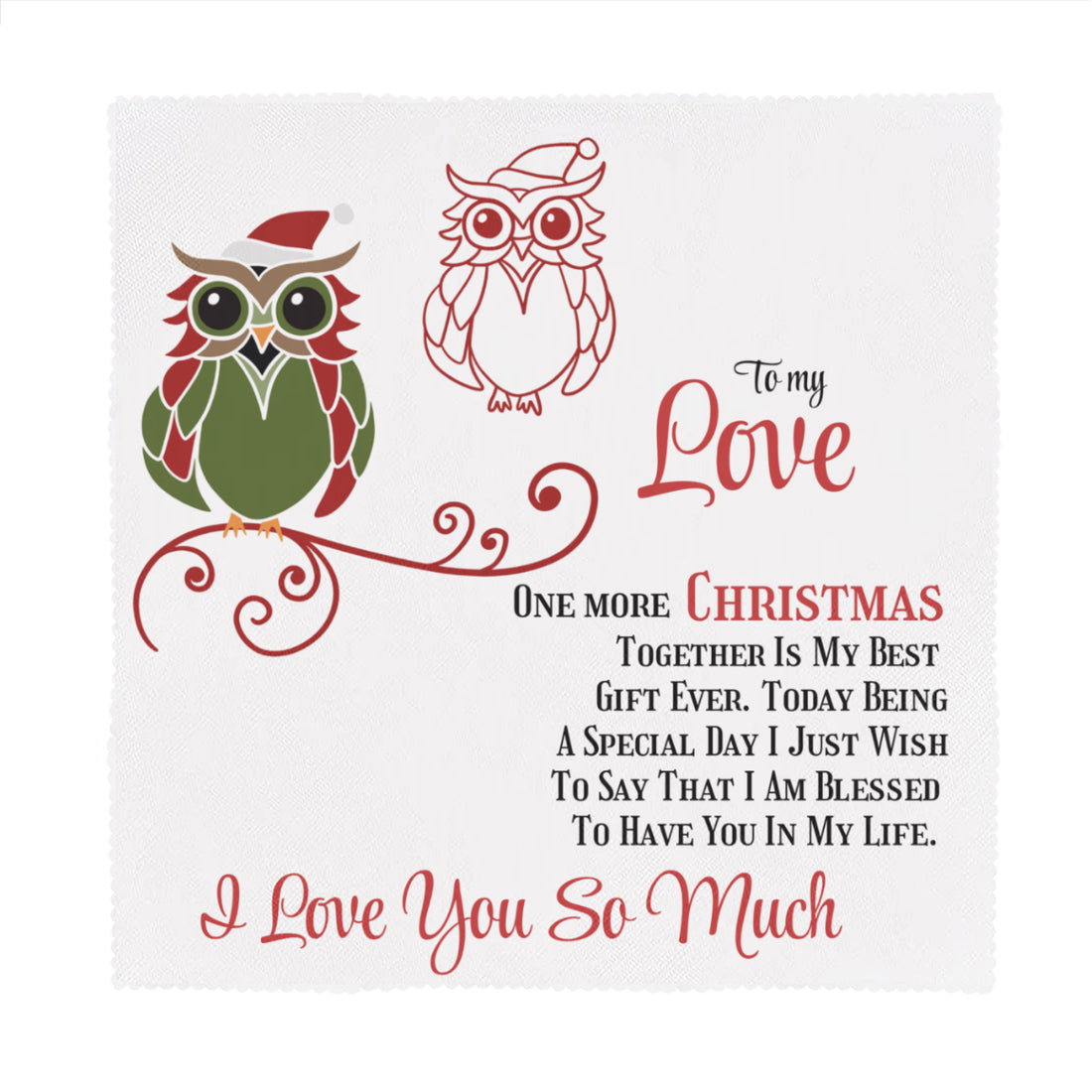 Napkins Christmas Owls To my Love