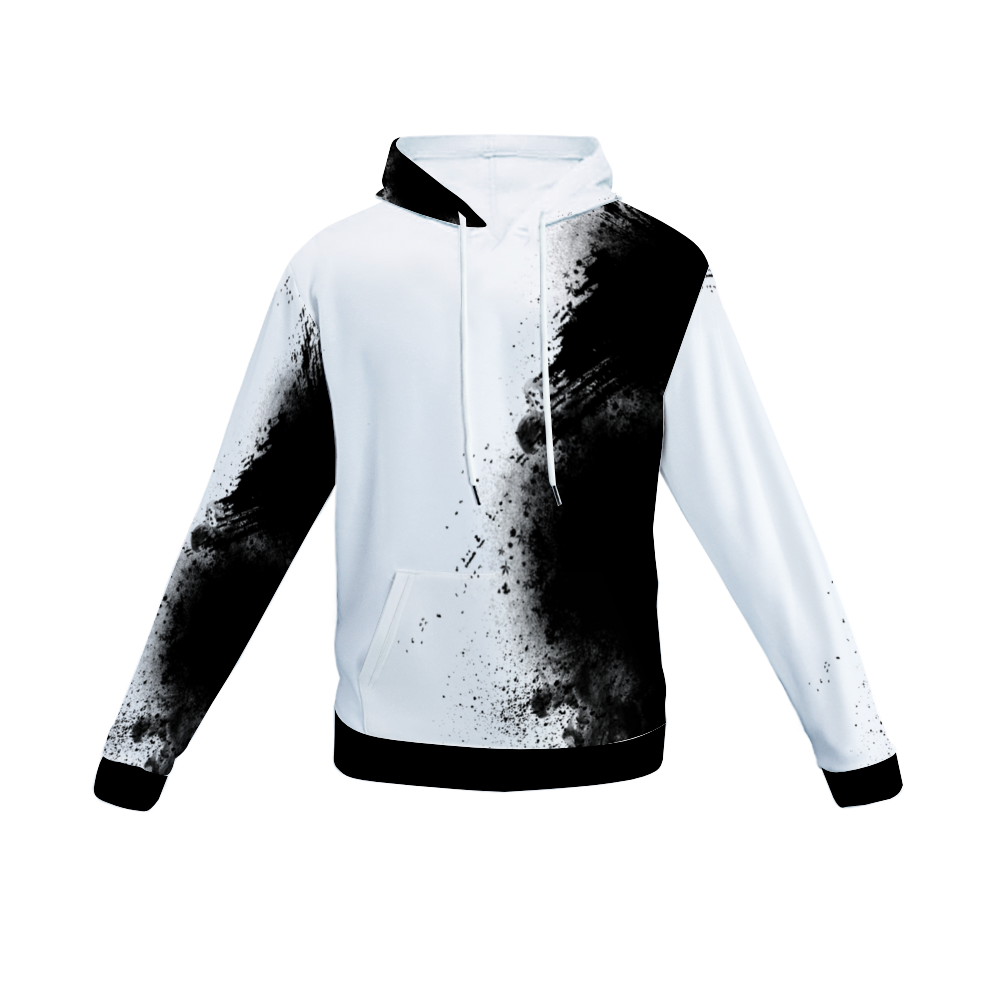 Customizable Unisex Black and White abstract Plush Hoodies with Pockets