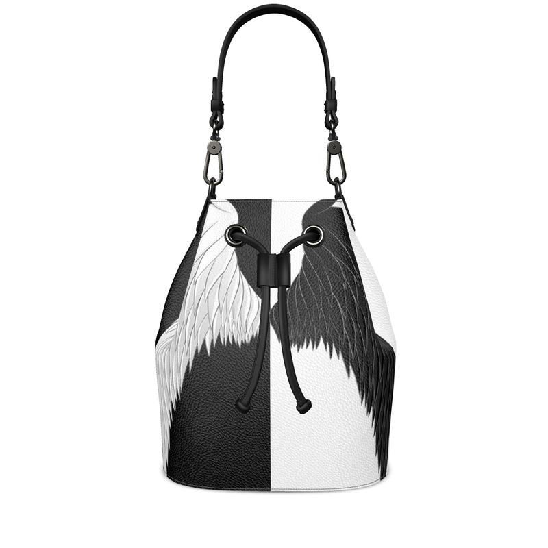 Bucket Bag Angel Wings black and white