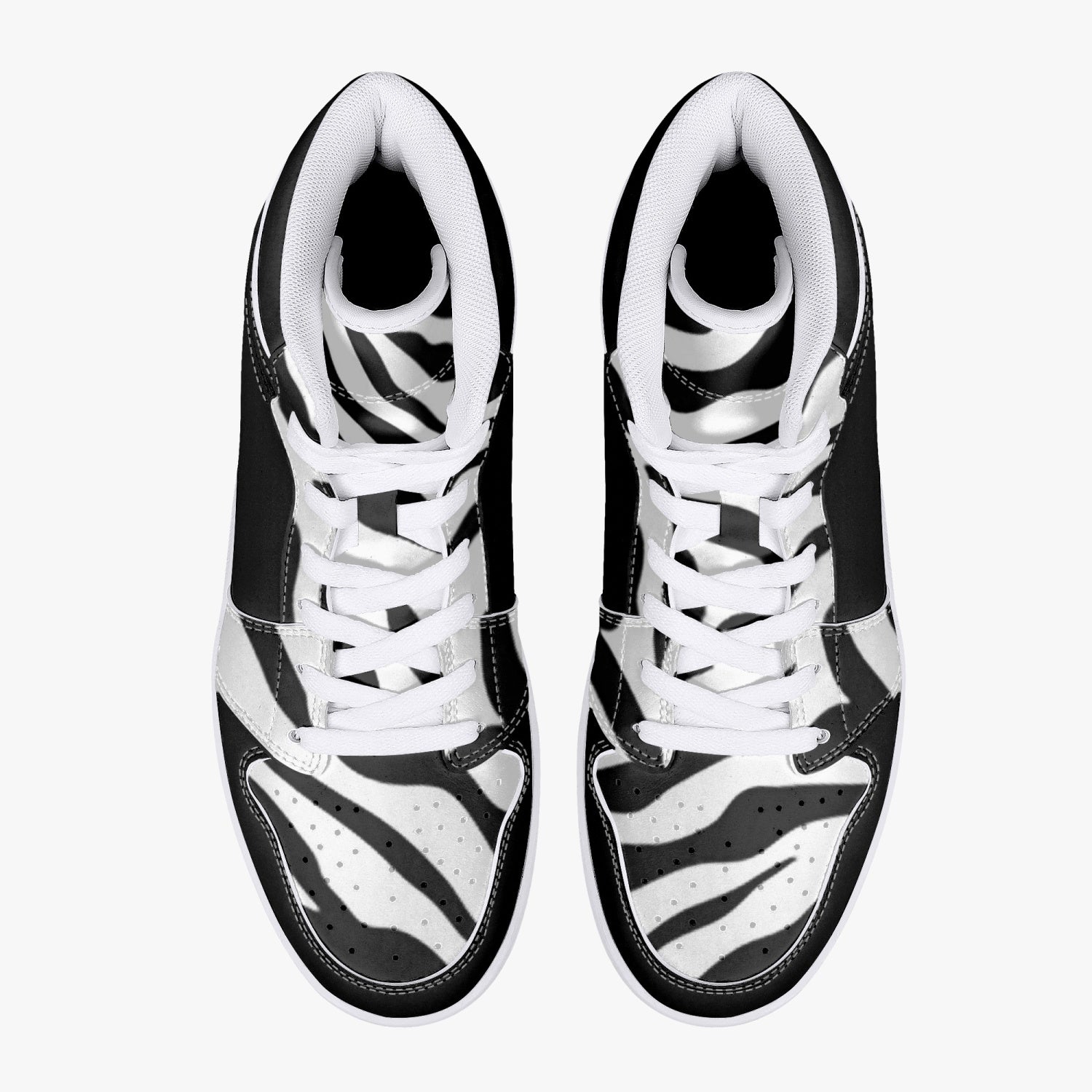 High Top Sneakers Black with zebra print decoration