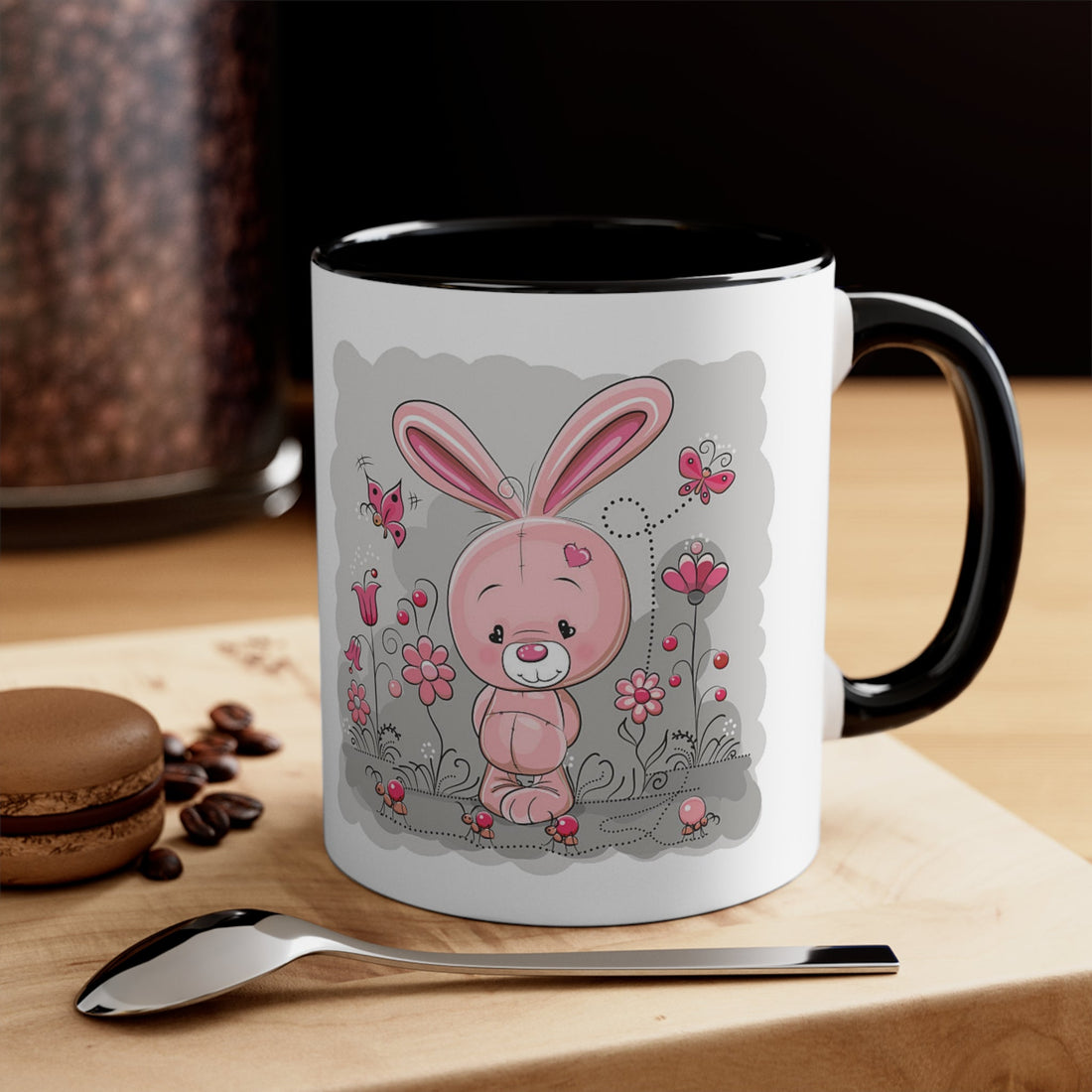 Accent Coffee Mug Pink Rabbit Valentine