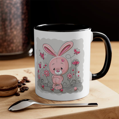 Accent Coffee Mug Pink Rabbit Valentine