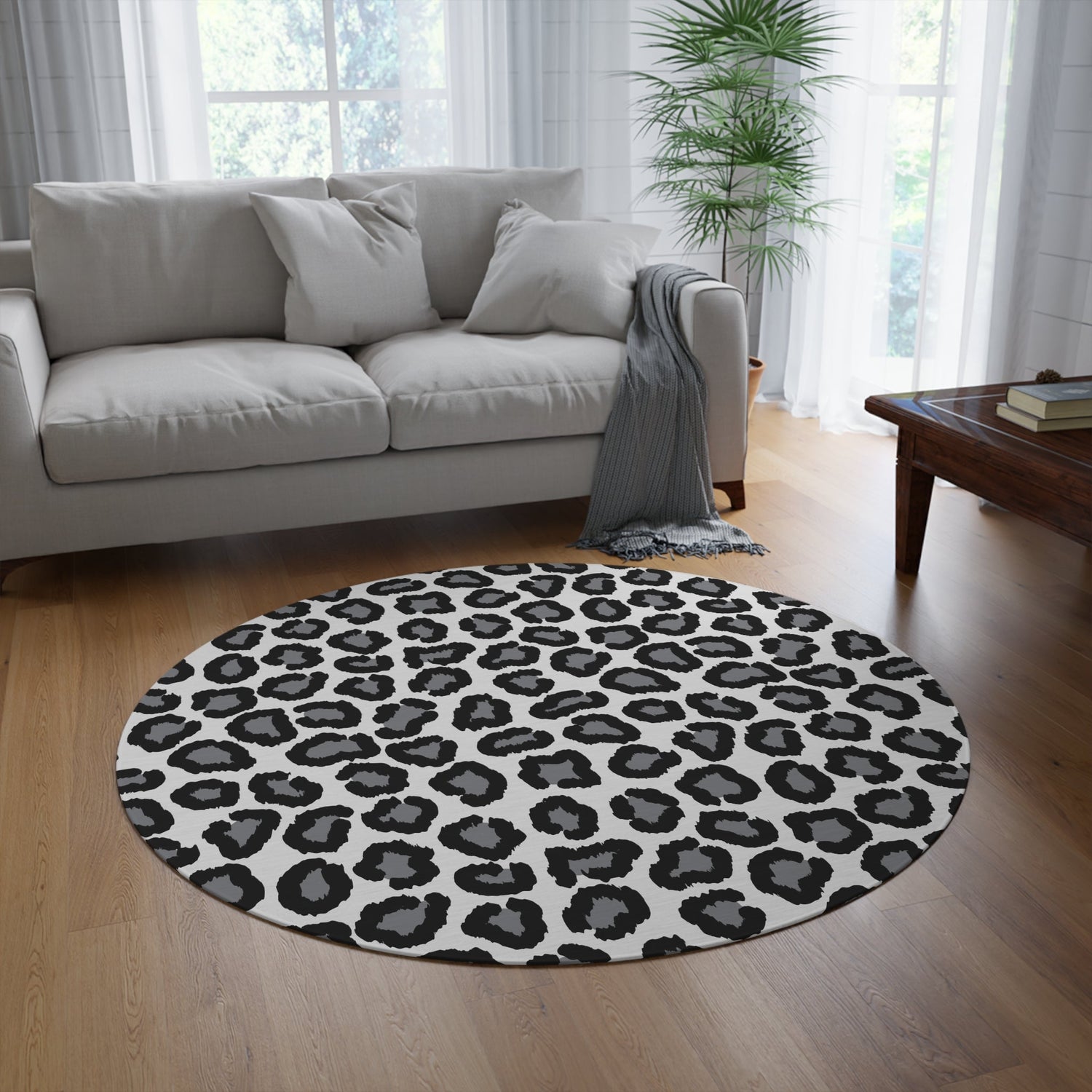 Round Rug Snow Leopard