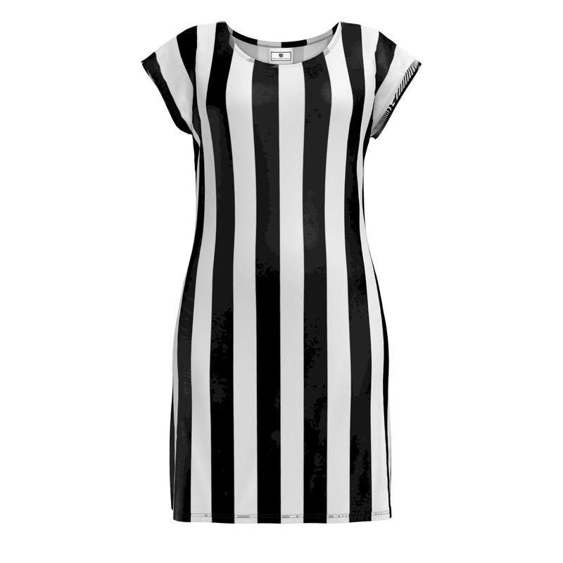 Discover Stylish Black and White Striped Ladies Tunic T-Shirt