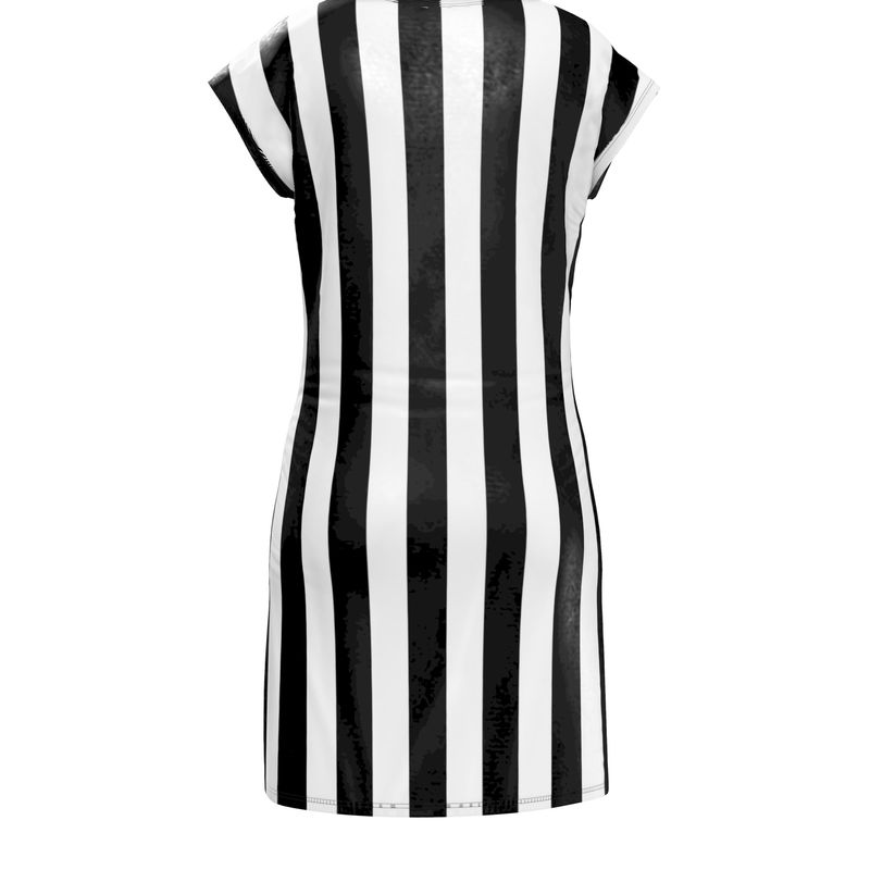 Discover Stylish Black and White Striped Ladies Tunic T-Shirt