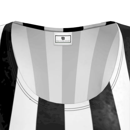 Discover Stylish Black and White Striped Ladies Tunic T-Shirt