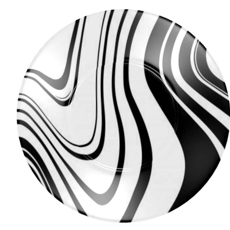 Cup and Saucer black white abstract decoration