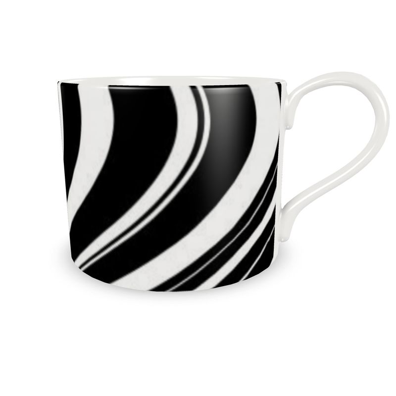 Cup and Saucer black white abstract decoration