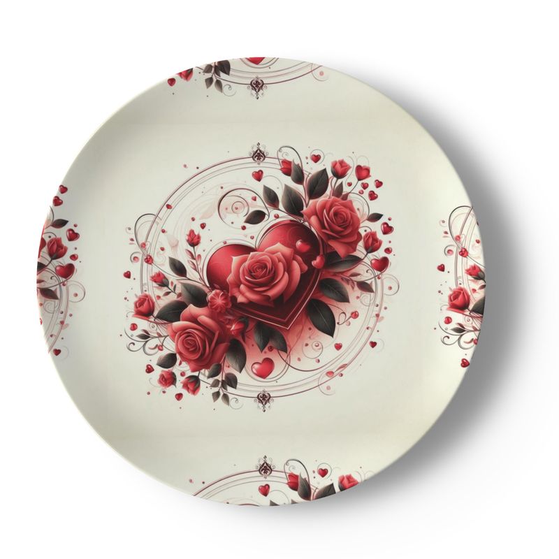 Elegant Heart Design China Dinner Plates - Ideal for Valentine's Day