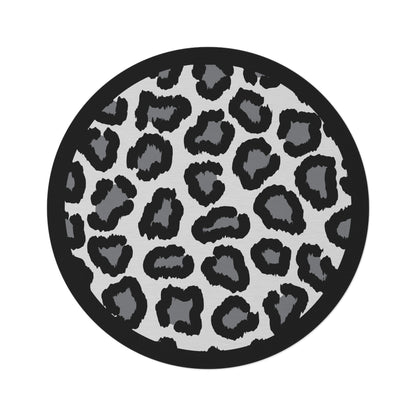 Round Rug Leopard print  on black