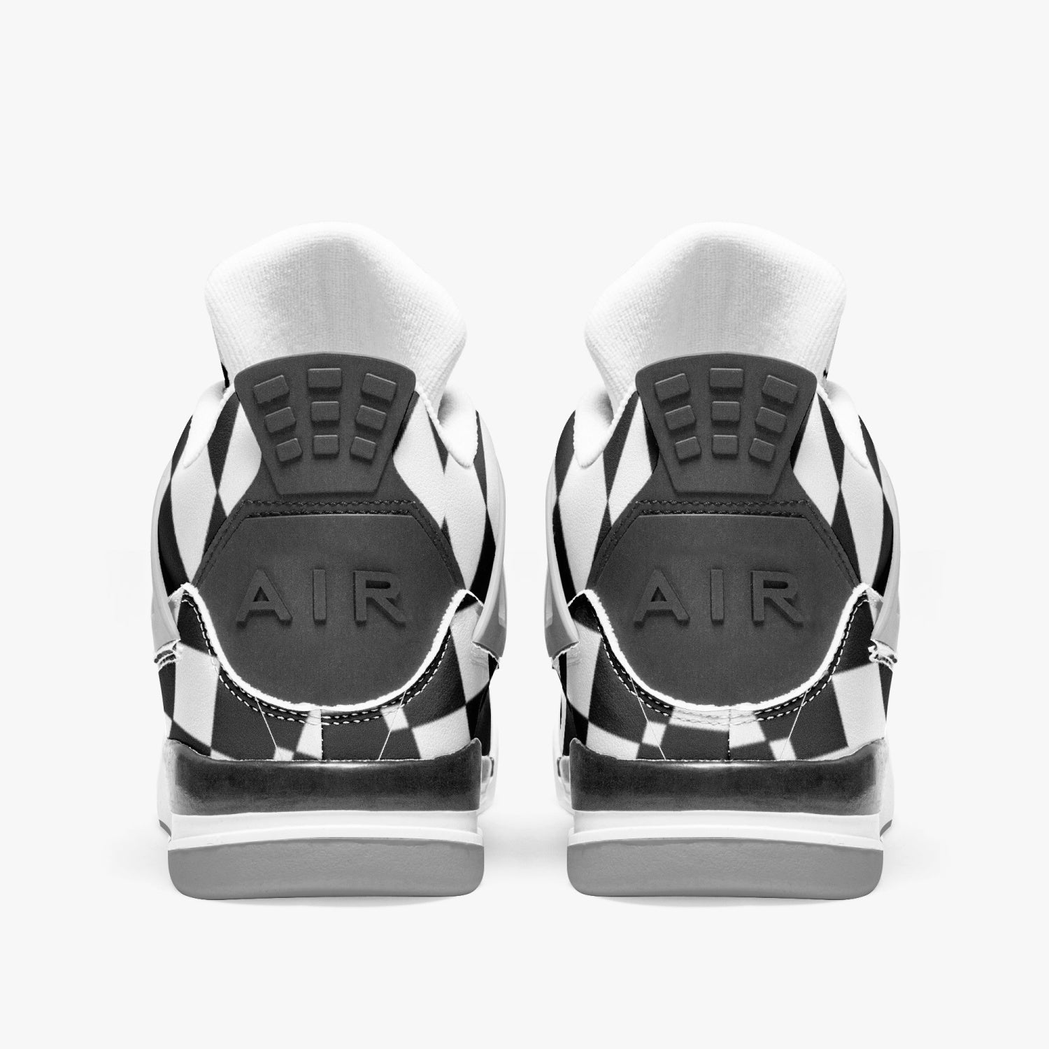 Black and White harlequin decoration AJ4 Basketball Sneakers -Grey Sole