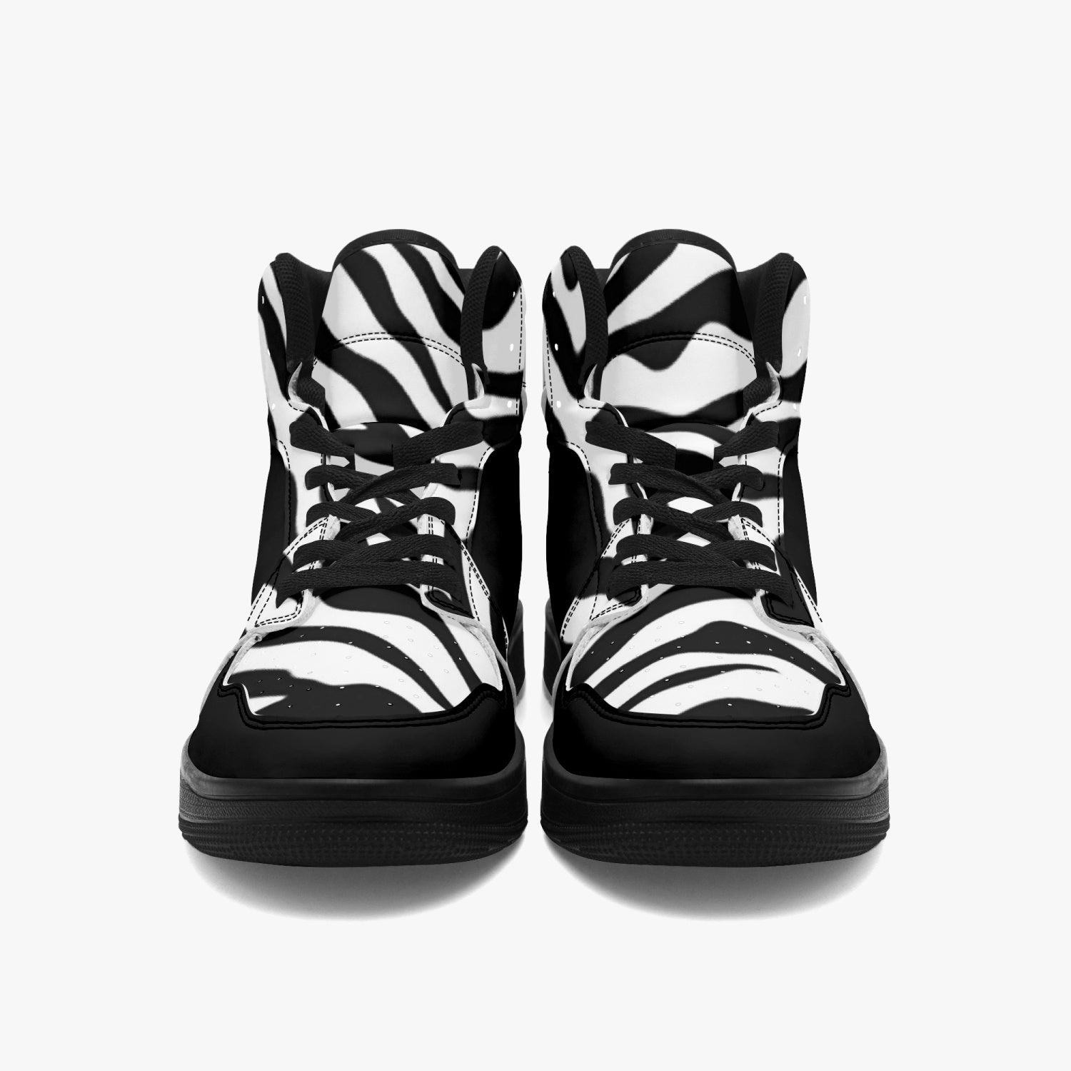 High Top Sneakers Black with zebra print decoration