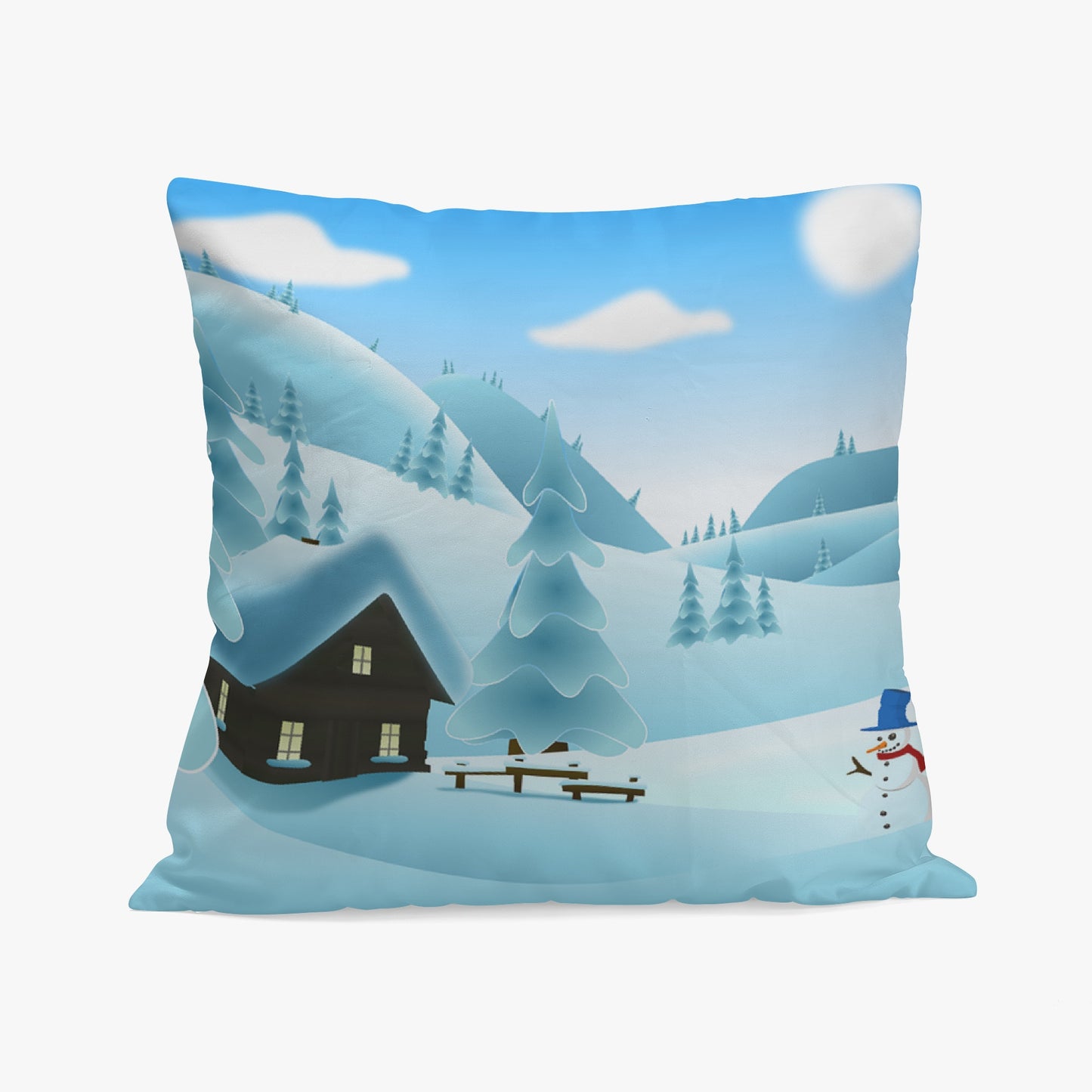 18'' Square Pillow Cover Winter landscape - HomeClothesJewelry